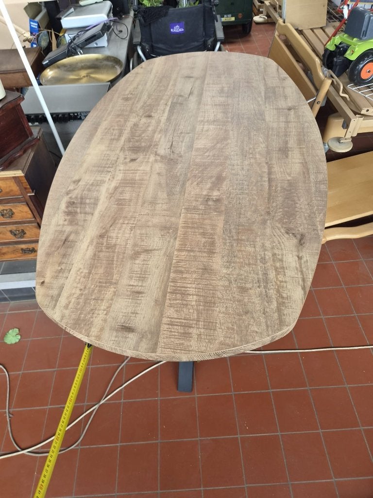 Ovale Eettafel Spinpoot Industrieel Trole  CS27234, Huis en Inrichting, Tafels | Eettafels, Ophalen, Gebruikt, 50 tot 100 cm, Vier personen