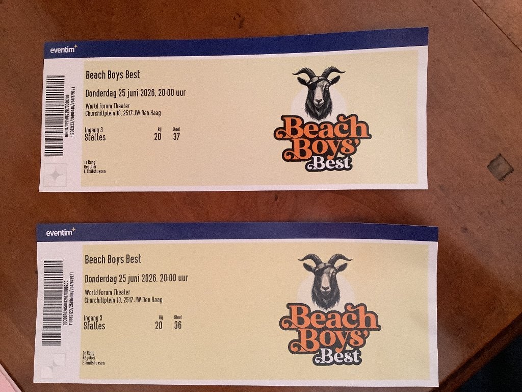 Beach boy Best van the Tribute winnaars tickets, Tickets en Kaartjes, Twee personen, Juni