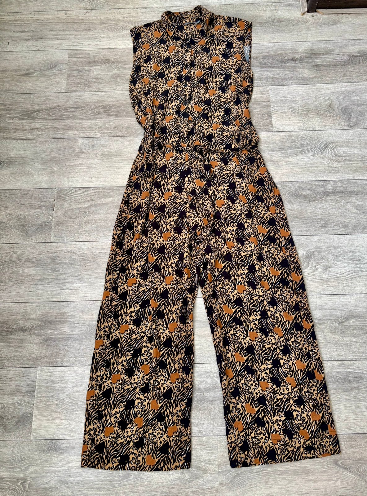 Geisha viscose jumpsuit maat 44, Kleding | Dames, Jumpsuits, Ophalen of Verzenden, Zo goed als nieuw, Maat 42/44 (L), Bruin