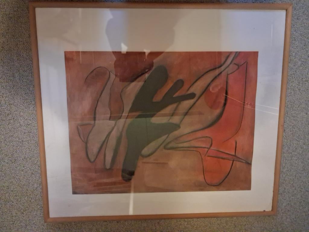 Abstract Kunstwerk in Houten Lijst, Ophalen