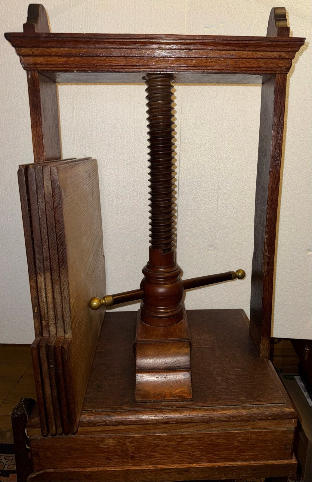 Antieke Boekpers - Hout met 5 planken, Ophalen