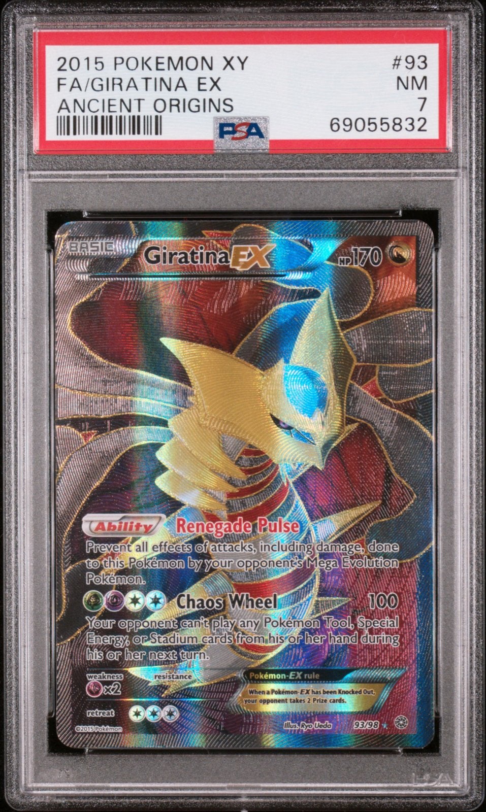 Giratina EX Full Art PSA 7 - Ancient Origins Pokémon Kaart, Ophalen of Verzenden, Zo goed als nieuw, Losse kaart, Foil