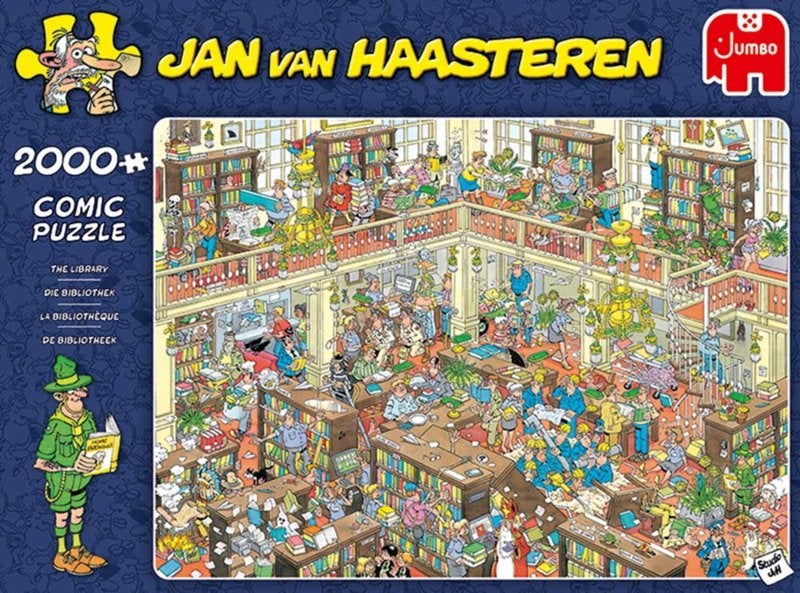 Jan van Haasteren - De Bibliotheek - 2000 stukjes, Ophalen of Verzenden, Meer dan 1500 stukjes, Nieuw, Legpuzzel