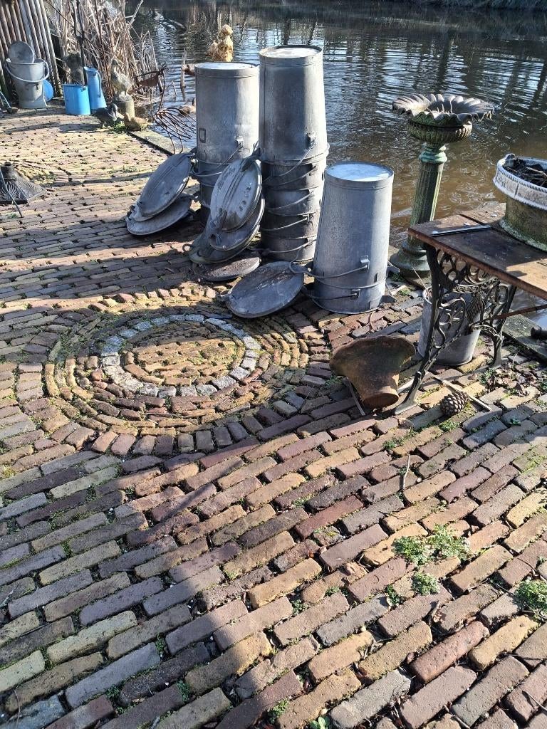 Zinken vuilnisbakken, Huis en Inrichting, 40 liter of meer, Ophalen, Minder dan 50 cm