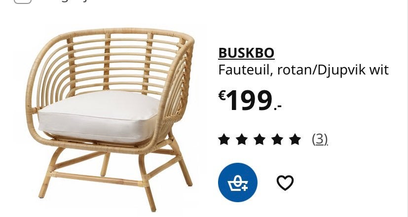 Bamboe stoel  Ikea, Ophalen, Zo goed als nieuw, Rotan