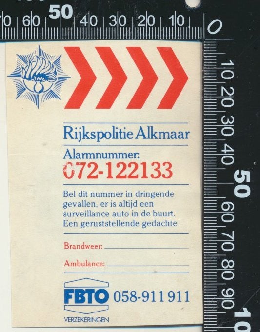 Sticker: Politie - Rijkspolitie Alkmaar, Verzamelen, Ophalen of Verzenden, Zo goed als nieuw, Bedrijf of Vereniging