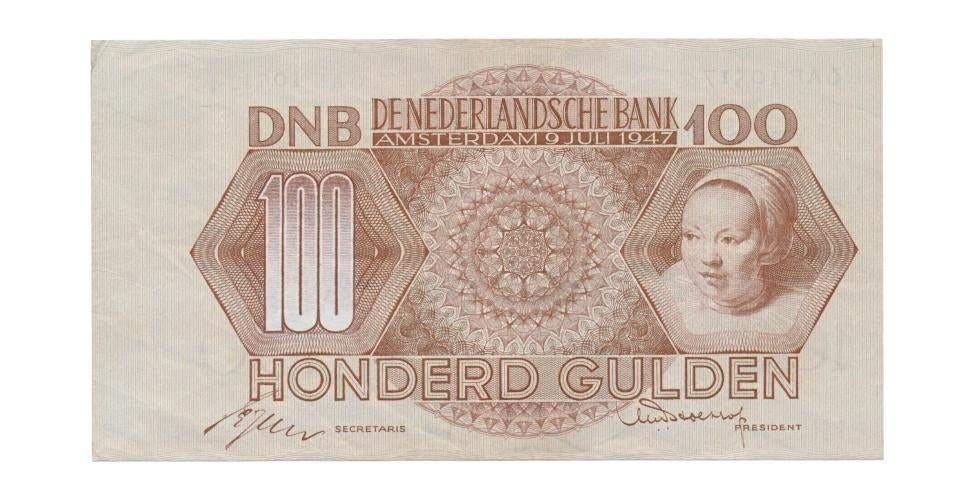Nederland 100 Gulden 1947 Meisjeskop, Ophalen of Verzenden, 100 gulden