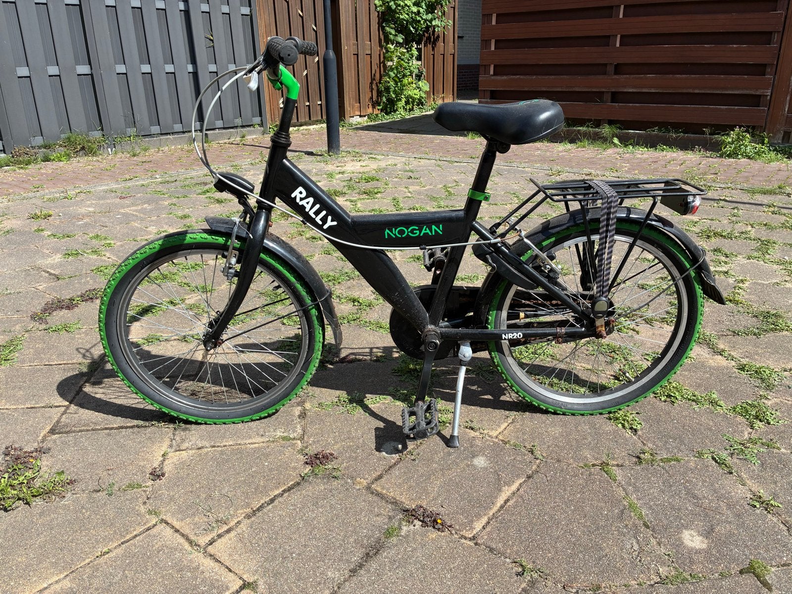 Rally Nogan kinderfiets - Zwart met groene accenten, Gebruikt, Velgrem, Minder dan 49 cm, Ophalen