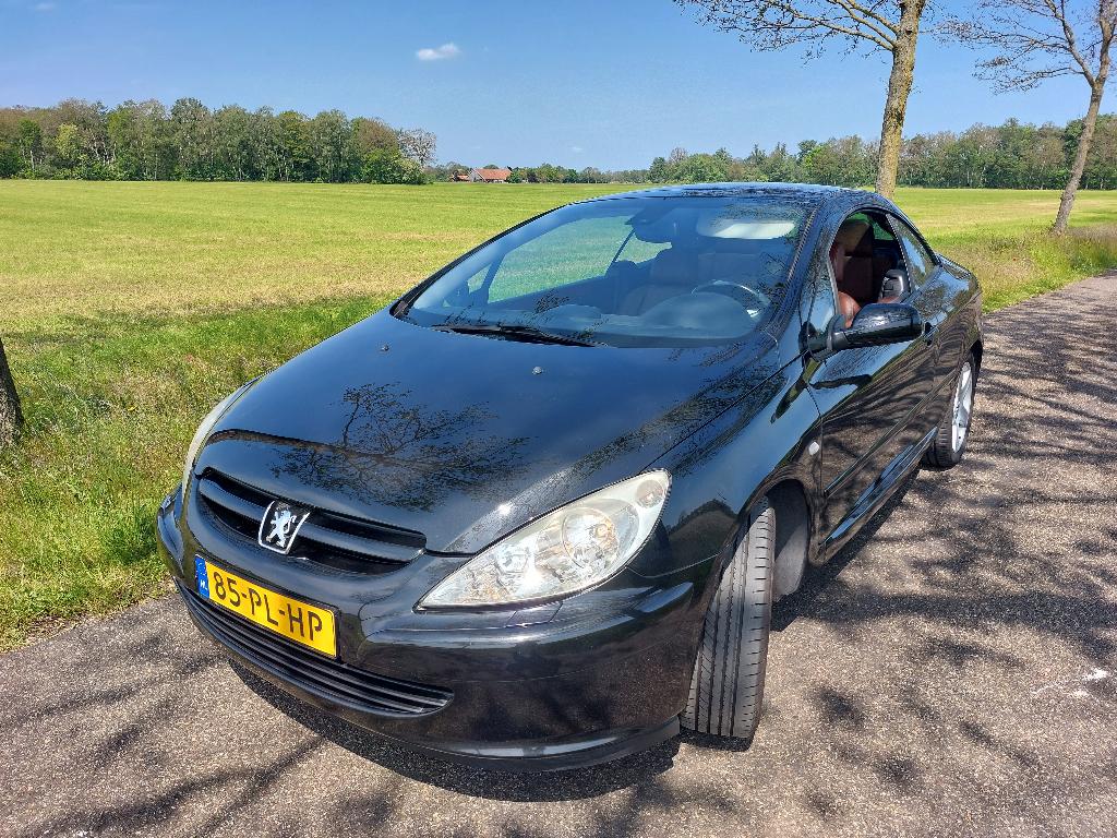Peugeot 307 2.0 16V CC 2004 Zwart, Voorwielaandrijving, Navigatiesysteem, Beige, 4 cilinders