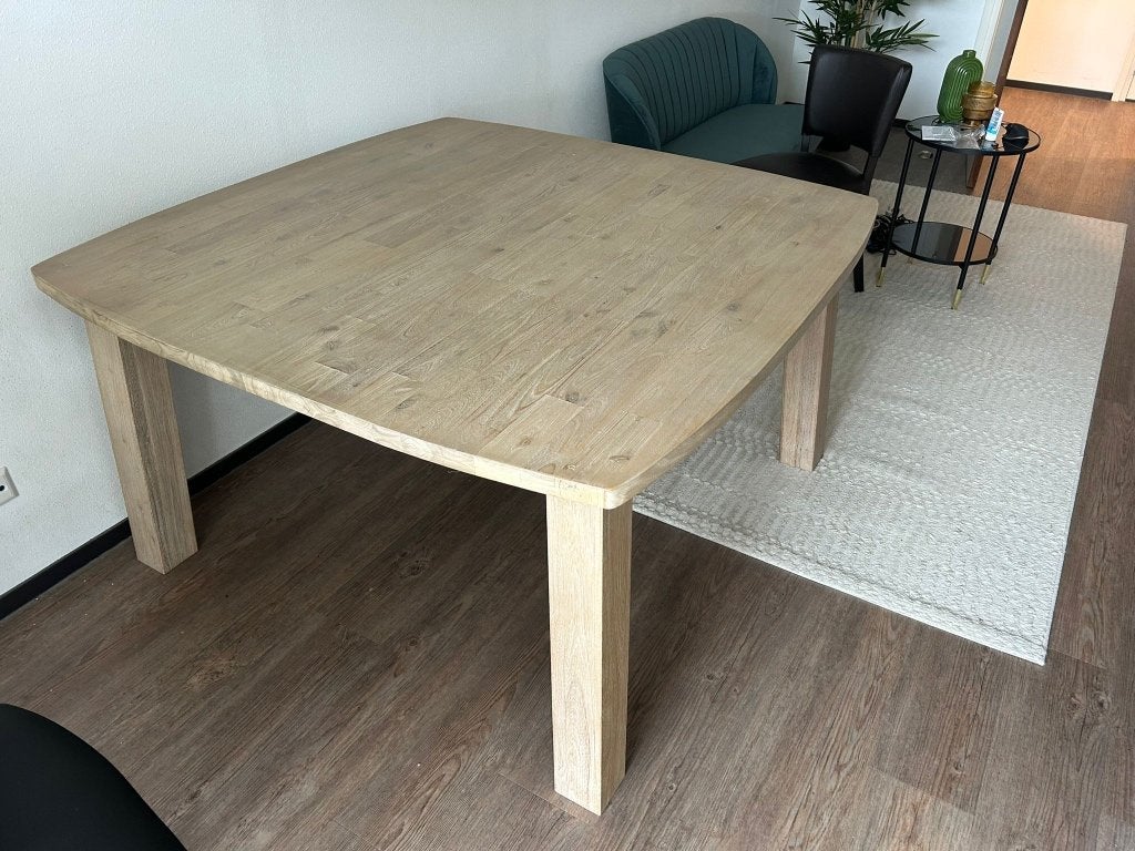 Massief houten eettafel vierkant, Ophalen, Gebruikt, Vierkant, Vijf personen of meer