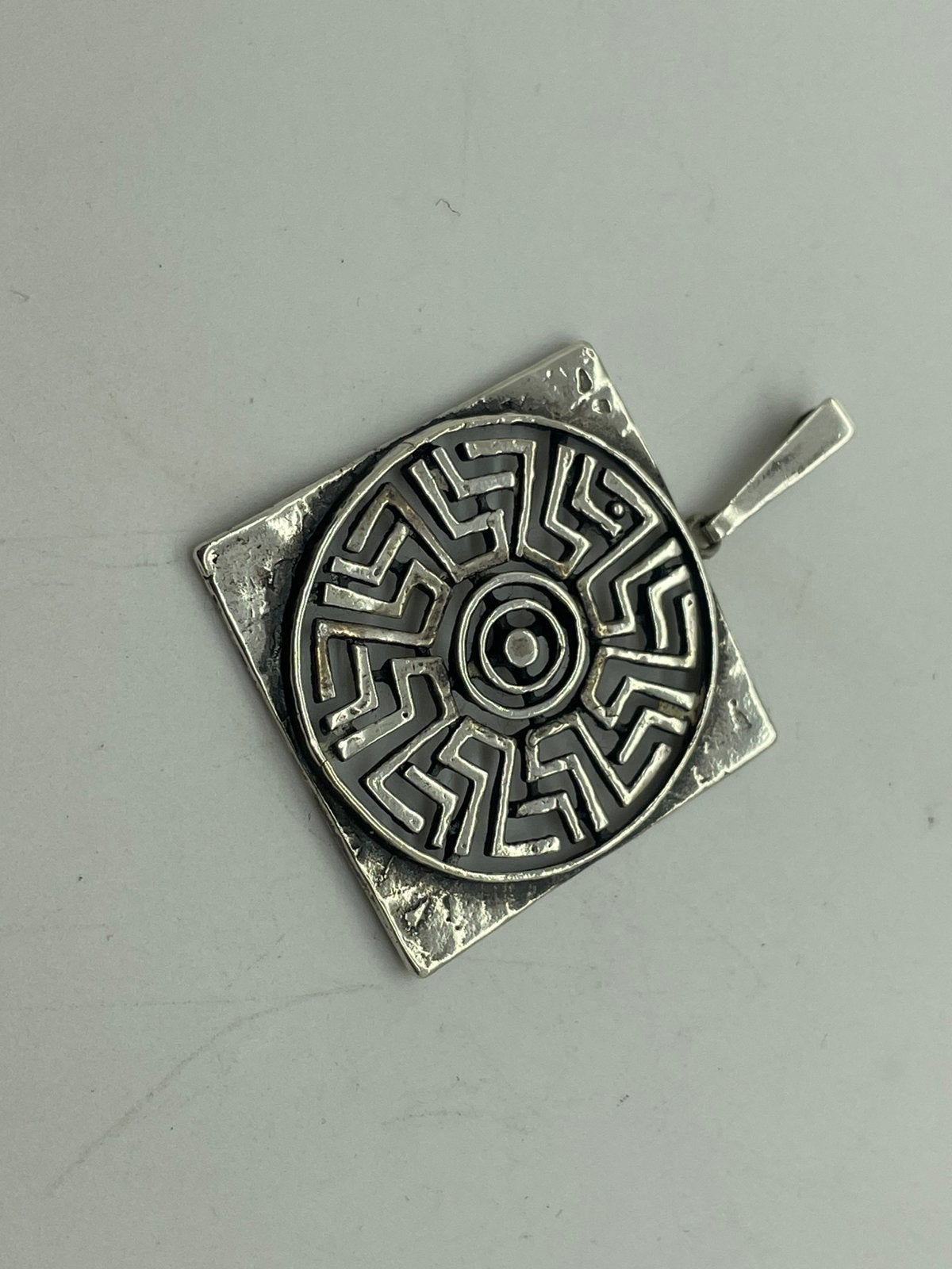 F512 Prachtige zilveren TEKA hanger geometrisch ontwerp, Sieraden, Tassen en Uiterlijk, Ophalen of Verzenden, Zilver, Hanger