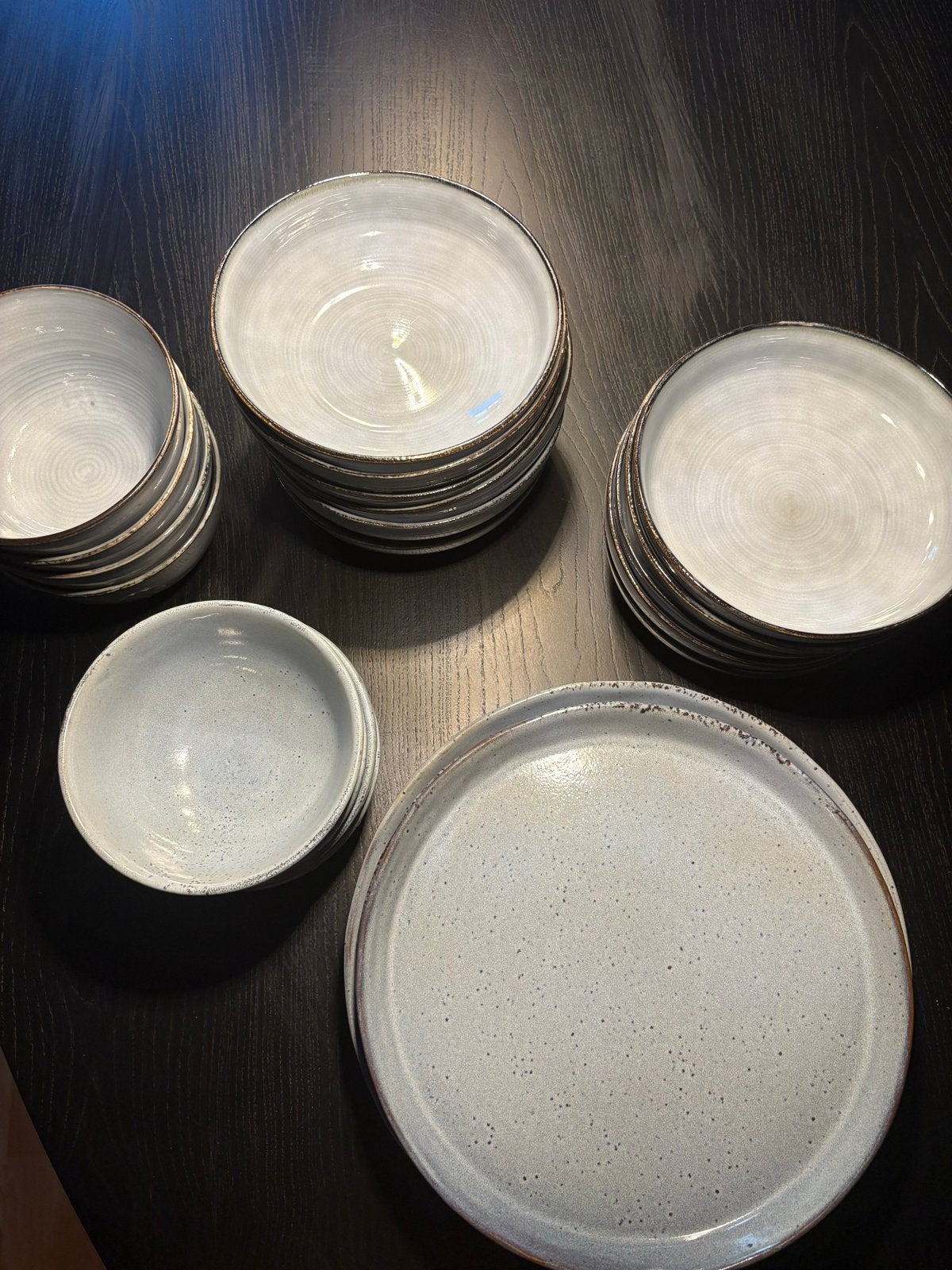 Prachtig grijsblauw aardewerk serviesset (Gladelig stijl), Ophalen of Verzenden, Zo goed als nieuw, Modern, Aardewerk