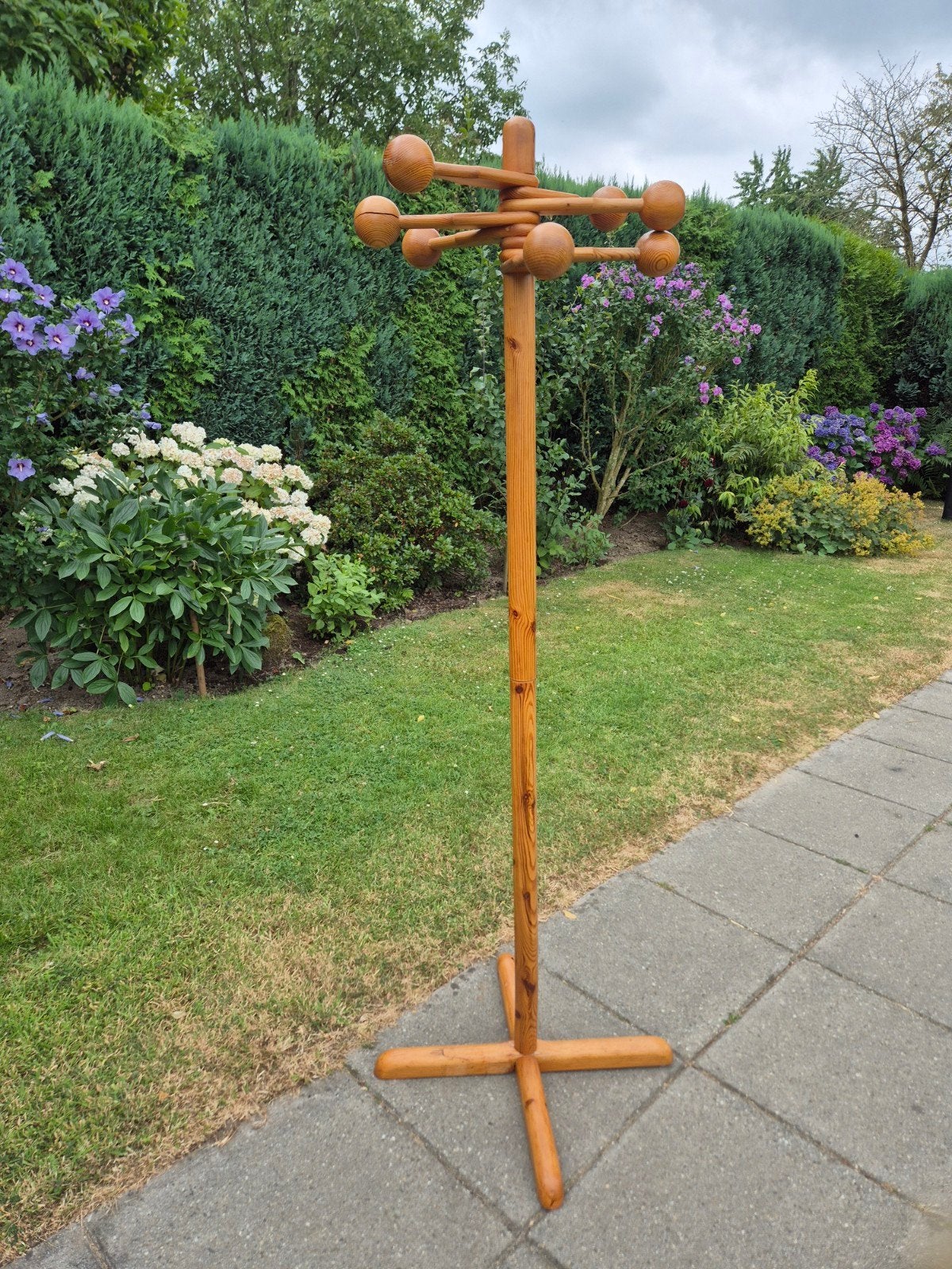 Vintage scandinavisch grenen kapstok 1970s, Ophalen, Gebruikt, Staande kapstok, 150 tot 200 cm
