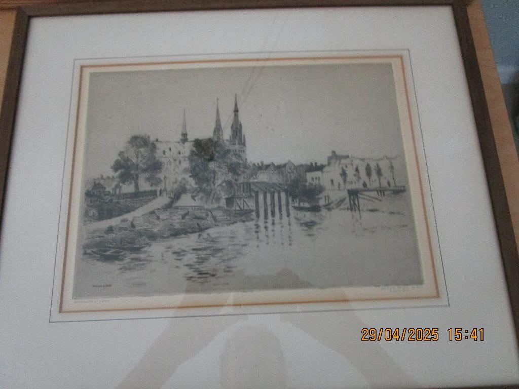 Hendrik de Laat Postume Druk Leonardus Kerk Den Bosch, Minder dan 50 cm, Gebruikt, Ophalen of Verzenden, Schilderij