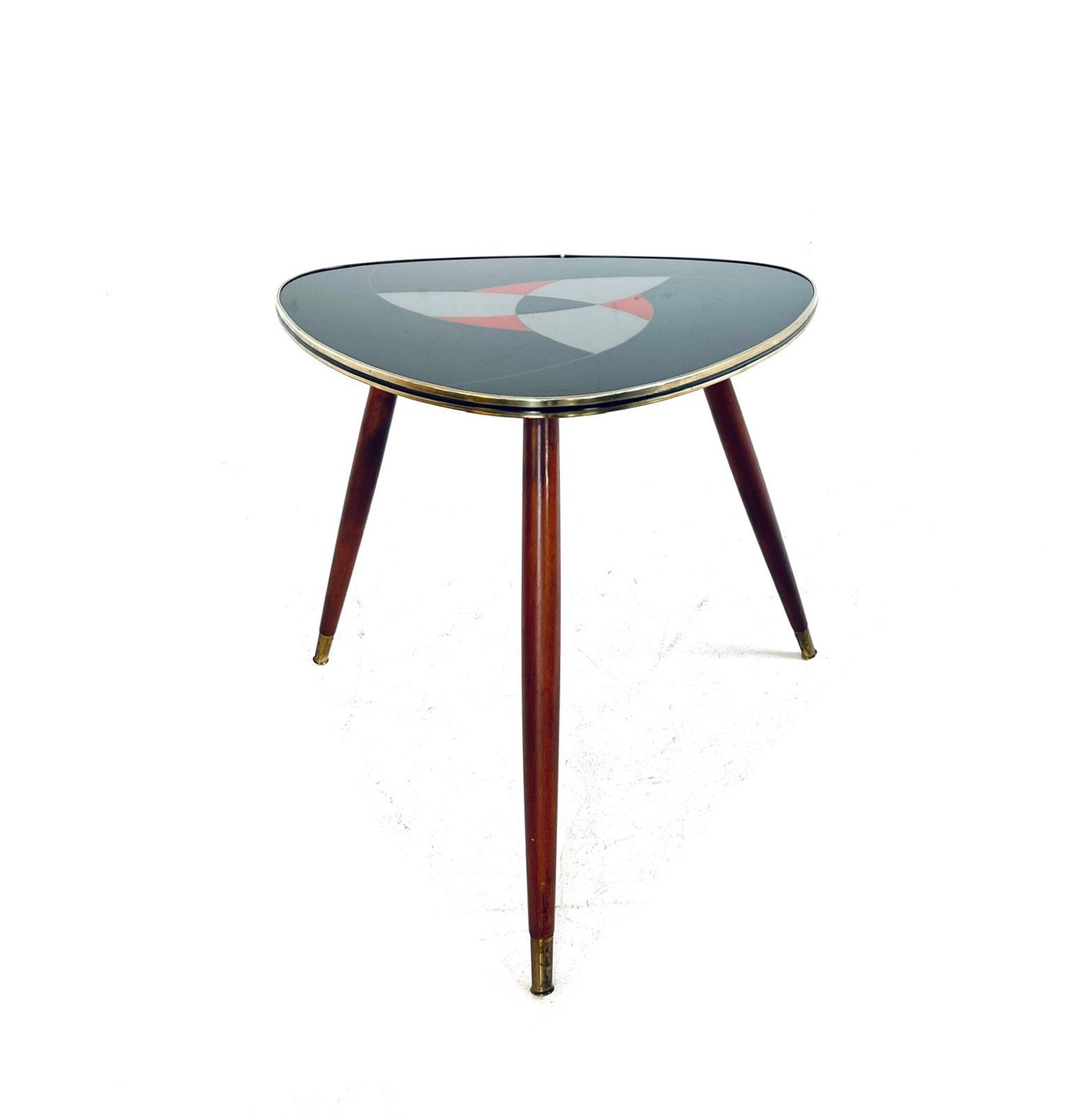 Vintage formica plantentafel ‘60, 45 tot 60 cm, Minder dan 55 cm, Vintage retro buisframe design rotan webbing papercord deens