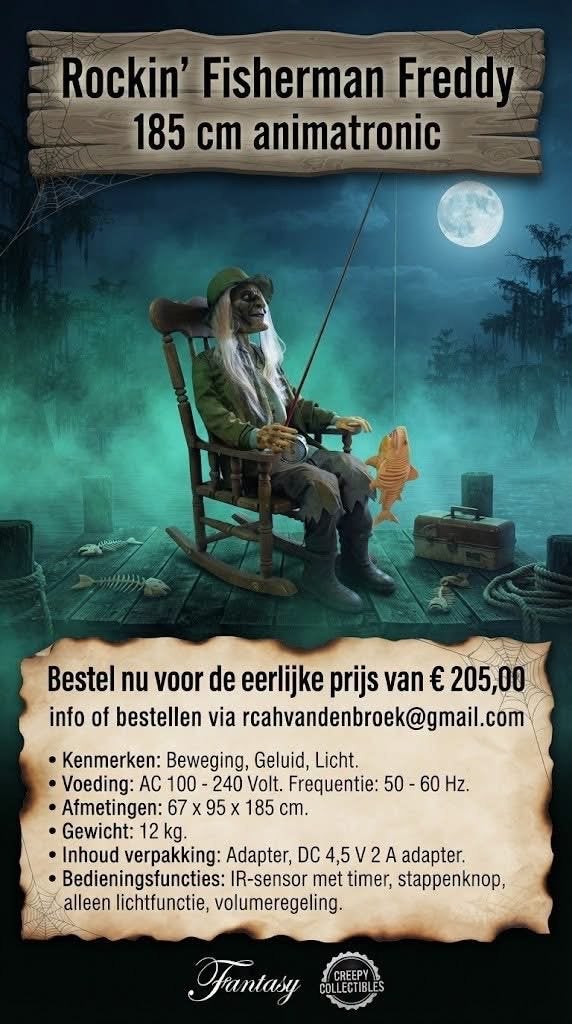 Rockin' Fisherman Freddy 185 cm animatronic, Ophalen of Verzenden, Nieuw