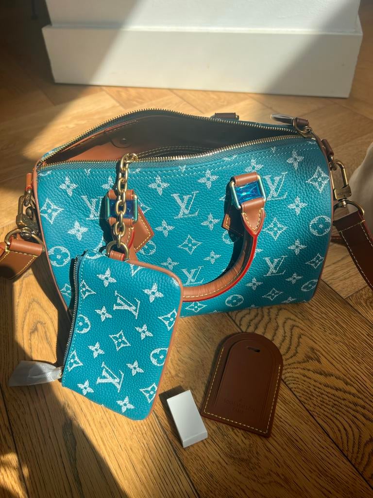 Turquoise leather bag, Ophalen of Verzenden, Nieuw, Blauw, Handtas