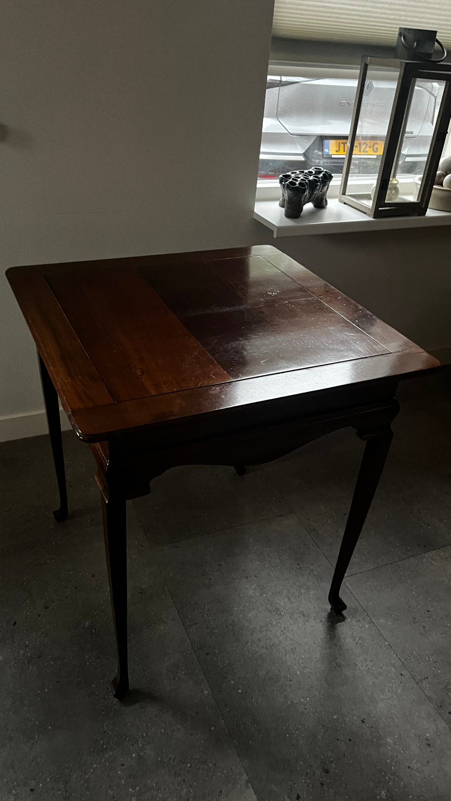 Mahonie kaart/speeltafel met uitschuifbaar blad, Antiek en Kunst, Ophalen
