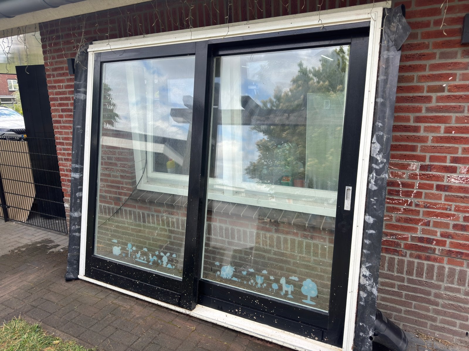 Grote schuifpui met dubbelglas - 250x220 cm hardhout, Doe-het-zelf en Verbouw, Ophalen, Gevelraam of Ruit, Gebruikt, 160 cm of meer