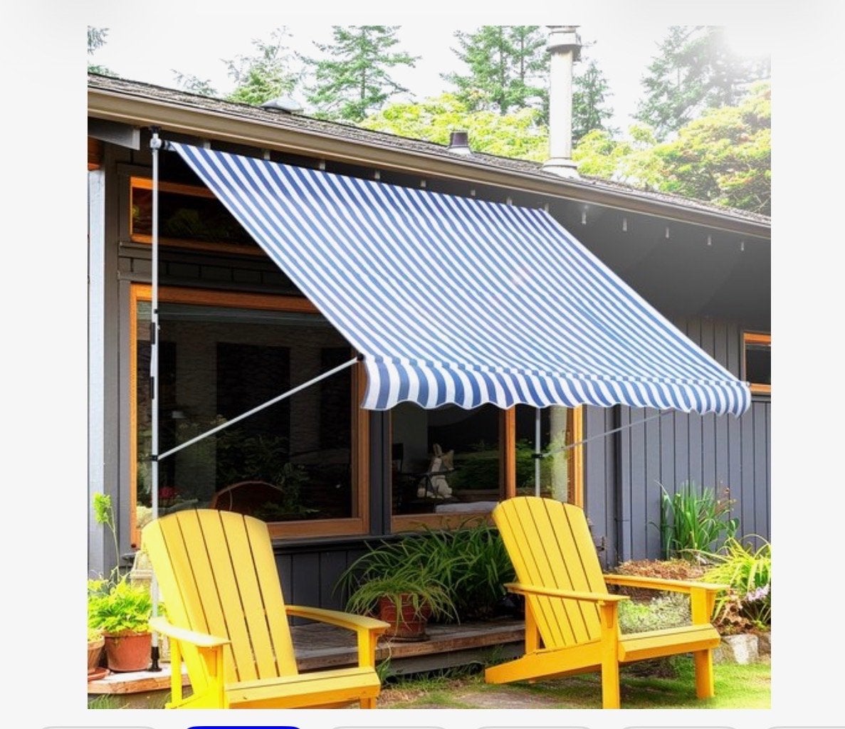 Terrasscherm Blauw-Wit Gestreept - 300x150 cm, Tuin en Terras, Zonneschermen, Nieuw, Uitvalscherm, 150 tot 300 cm, 250 cm tot 450 cm