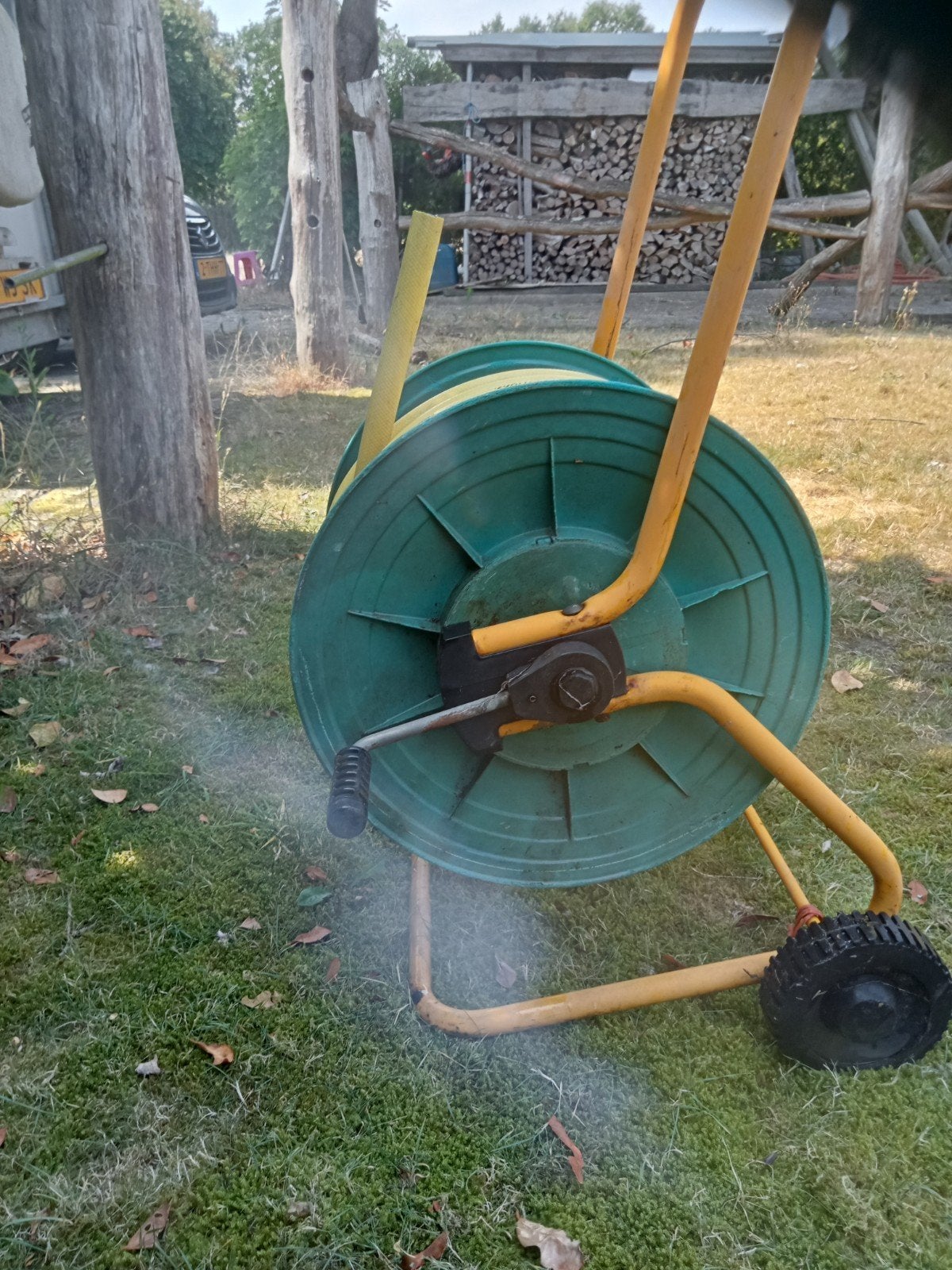 Quatroflex tuinslang op haspel, Tuin en Terras, Tuinslangen, Ophalen, Gebruikt, Tuinslang