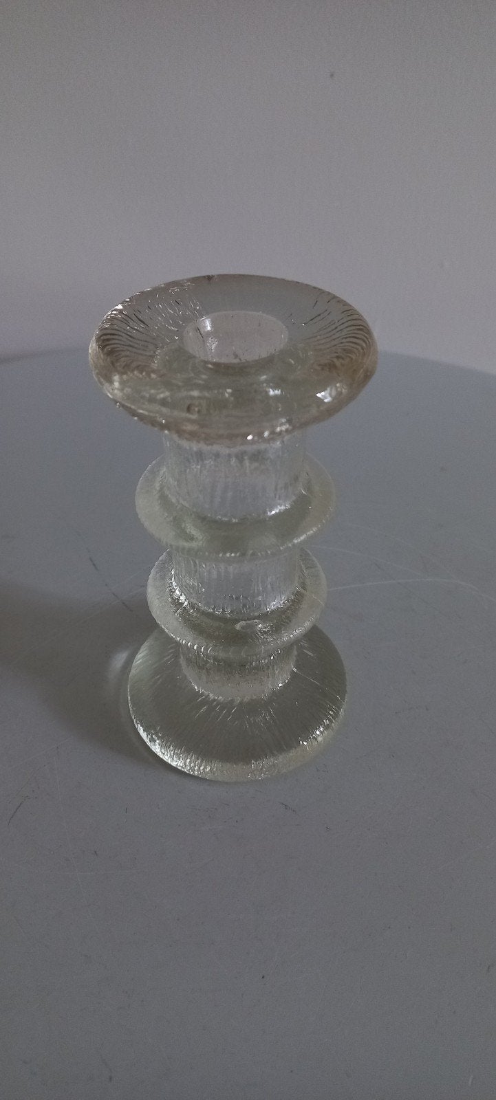 Vintage jaren '60 '70 Pukeberg glazen kandelaar -, Ophalen of Verzenden, Glas