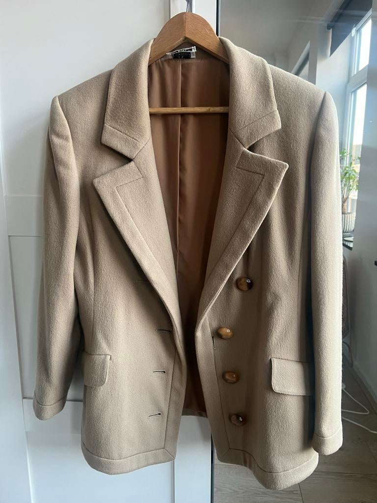 Vintage Valentino jasje met luipaardprint details, Ophalen, Gedragen, Maat 38/40 (M), Beige