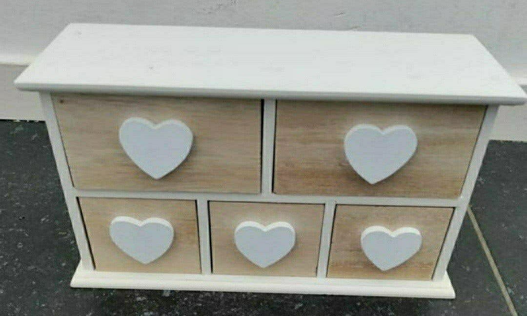 Deco kastje,hartjes,Bijoux,laden,Vensterbankkastje,Laden, Hout, Ophalen of Verzenden, Wit, Landelijk