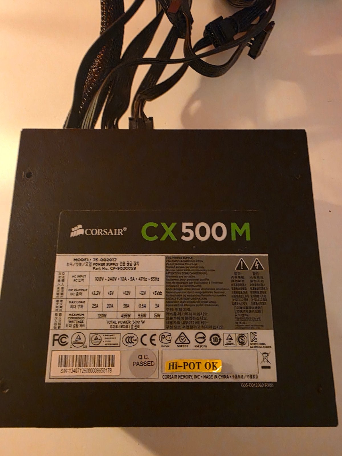 Corsair CX500M Voeding - 500W Modulair, Computers en Software, Interne voedingen, Ophalen of Verzenden, Gebruikt