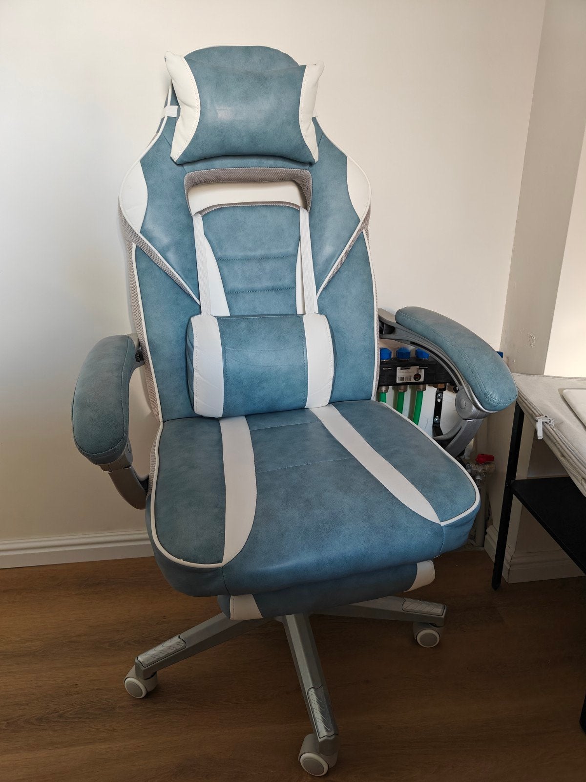 Nieuwe SONGMICS Gaming Bureaustoel - Blauw/Wit, Ophalen, Gaming bureaustoel, Blauw, Nieuw