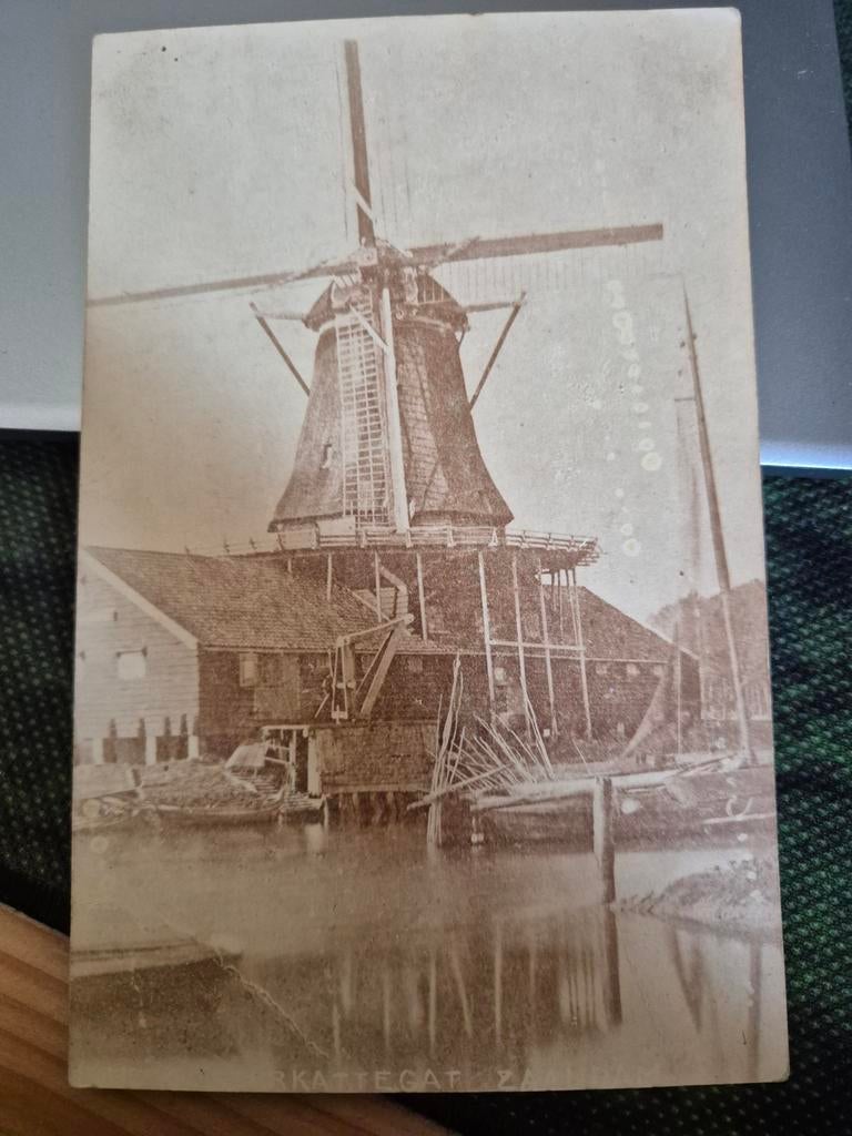 Oude foto van molen 'De Kat' in Zaandam, Noord-Holland, Ophalen of Verzenden, Voor 1920, Ongelopen, Noord-Holland