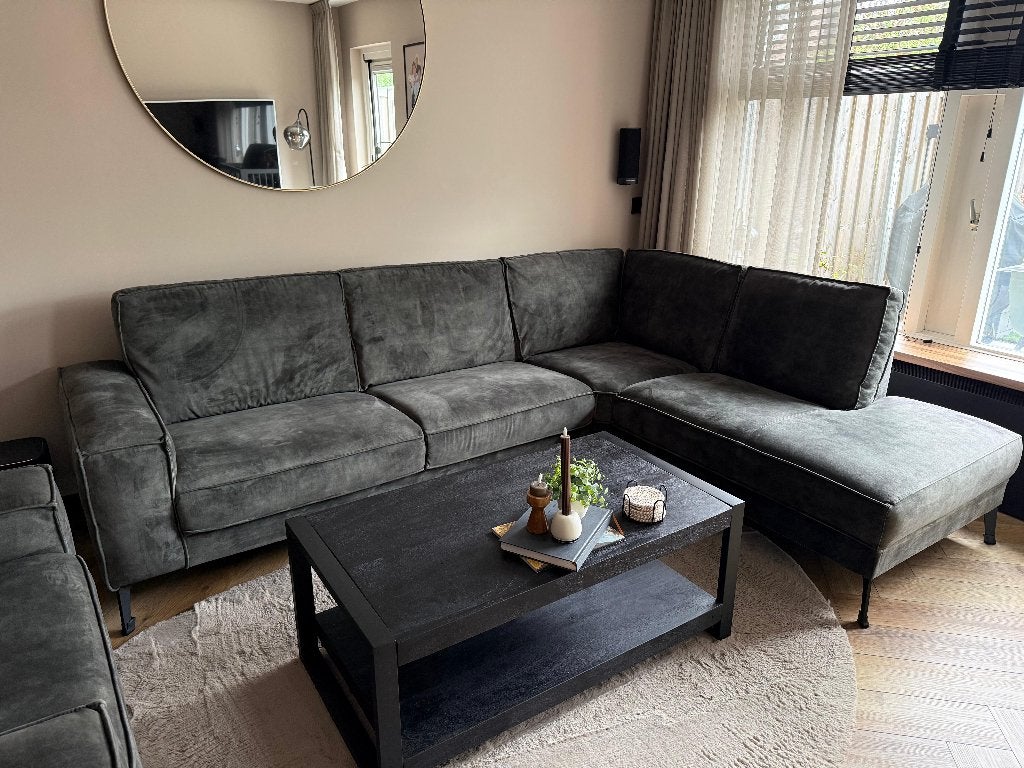 Salontafel  110x60x45 | Zwart Mangohout | Industriële Stijl, Huis en Inrichting, Tafels | Salontafels, Ophalen, 100 tot 150 cm