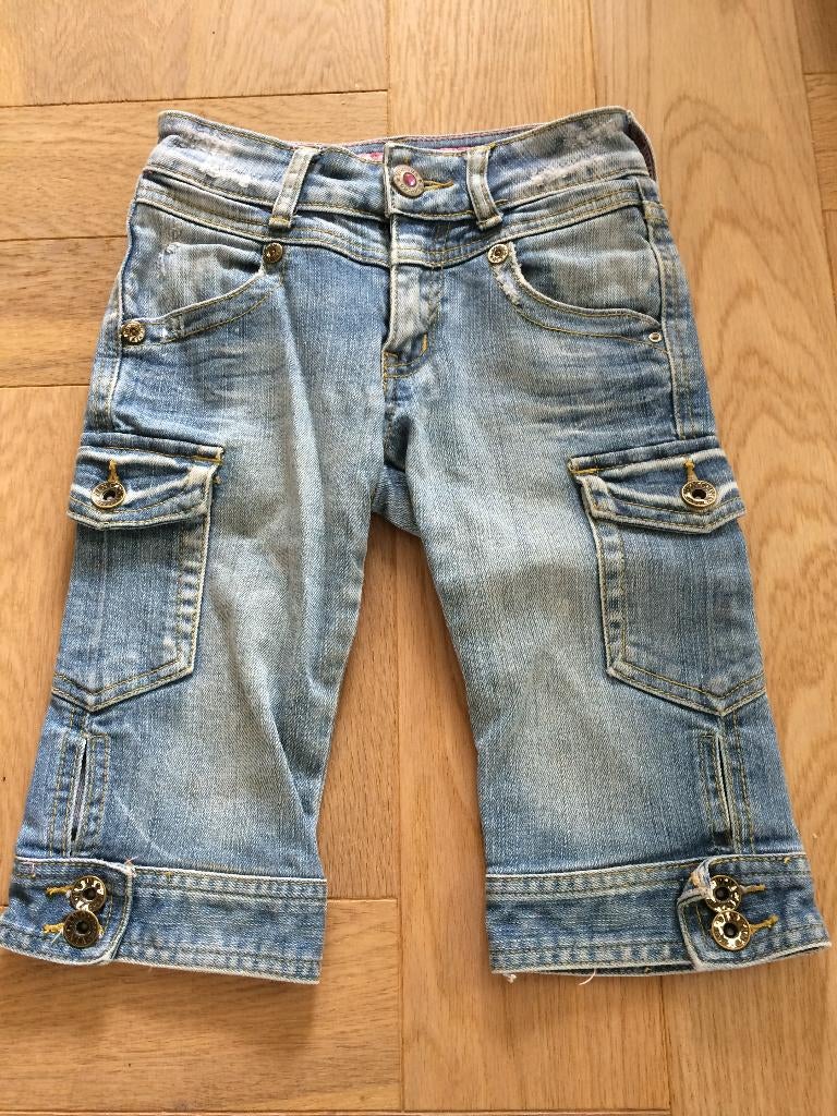 nog nette Vingino capri spijkerbroek leuke accenten mt 122, Kinderen en Baby's, Kinderkleding | Maat 122, Gebruikt, Meisje, Broek