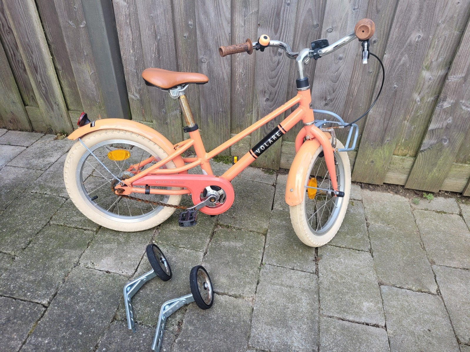 Volare Kinderfiets 16 inch - Oranje met Zijwieltjes, Ophalen, Terugtraprem, Zijwieltjes, Volare