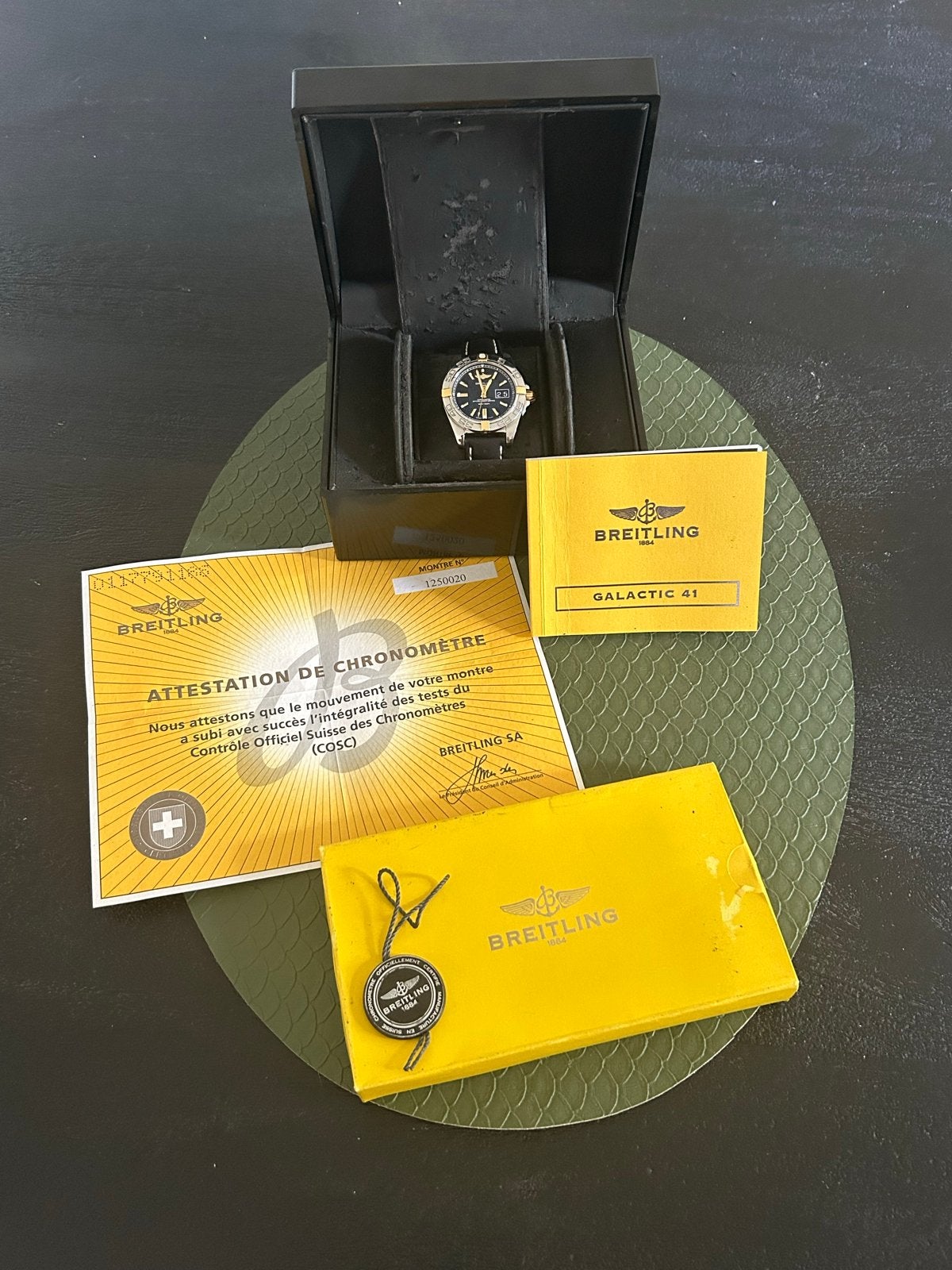 Breitling Galactic 41 Herenhorloge - full Set, Leer, Staal, Breitling, Polshorloge