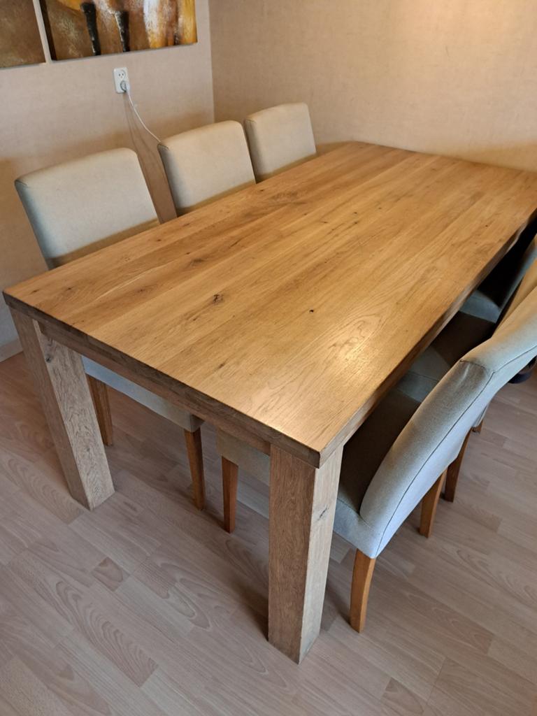 Massief Eiken Eettafel, Huis en Inrichting, Tafels | Eettafels, Ophalen, Gebruikt, Eikenhout, 50 tot 100 cm