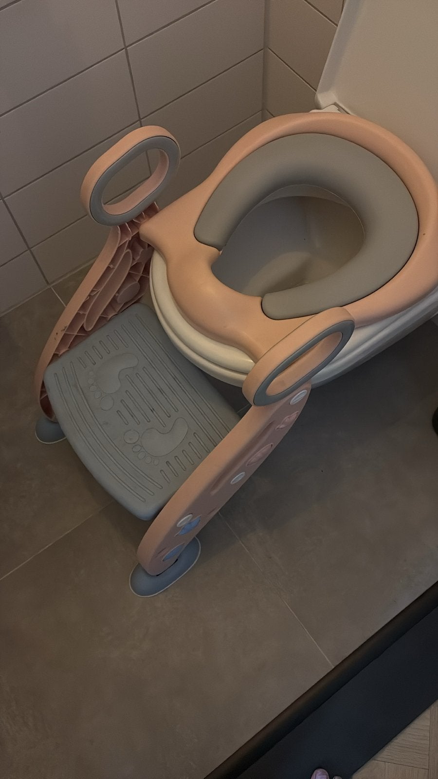 kinder wc-bril met opstapje en handvatten, Ophalen, Gebruikt