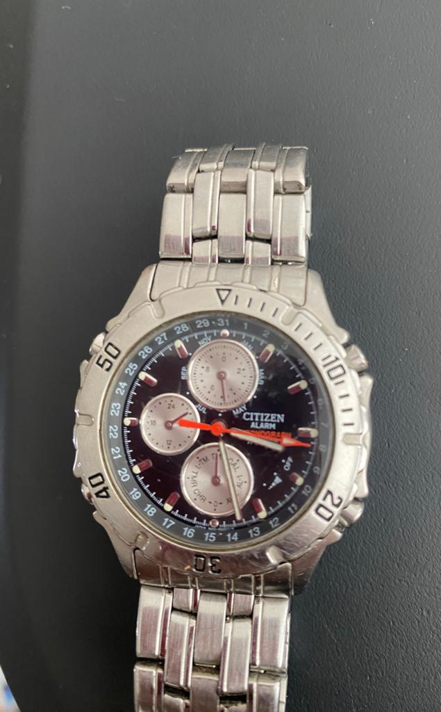 Citizen chronograph horloge, Gebruikt, Staal, Ophalen of Verzenden, Polshorloge