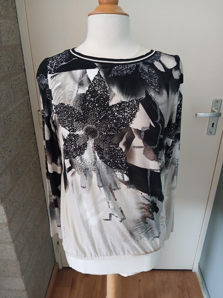 Dames top met lange mouwen - zwart / wit print met glitters, Kleding | Dames, Maat 38/40 (M), Zwart, Betty Barclay, Ophalen of Verzenden