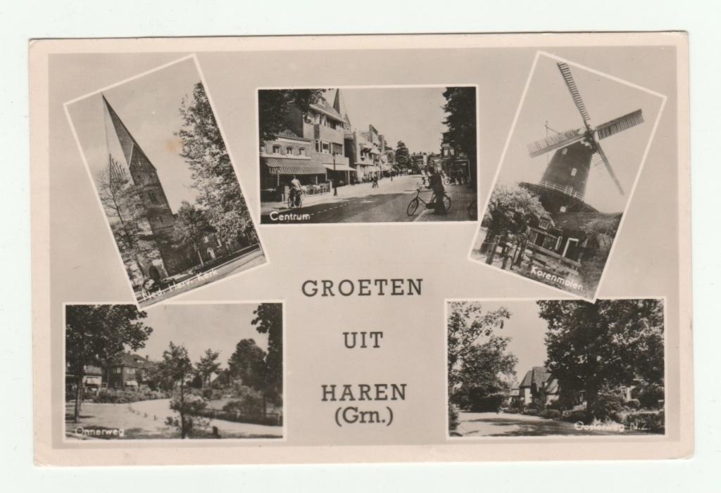 Haren (nabij Groningen), groeten uit, Verzenden, 1940 tot 1960, Gelopen, Groningen