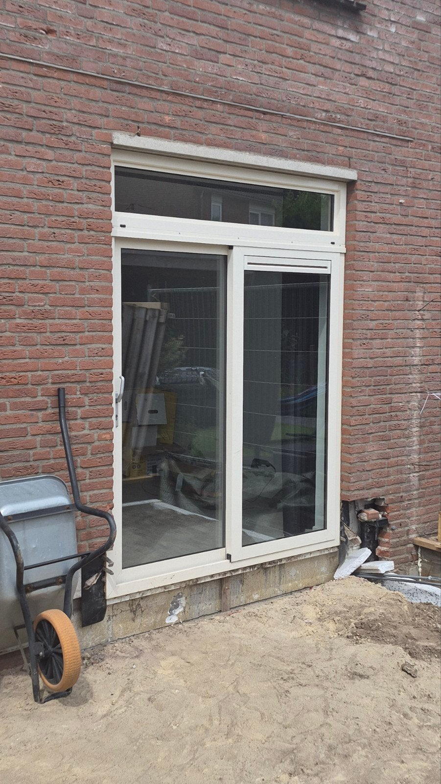 Witte Schuifpui met Bovenlicht en Ventilatieroost HR++ Glas, Doe-het-zelf en Verbouw, Deuren en Horren, Gebruikt, Buitendeur, 215 cm of meer