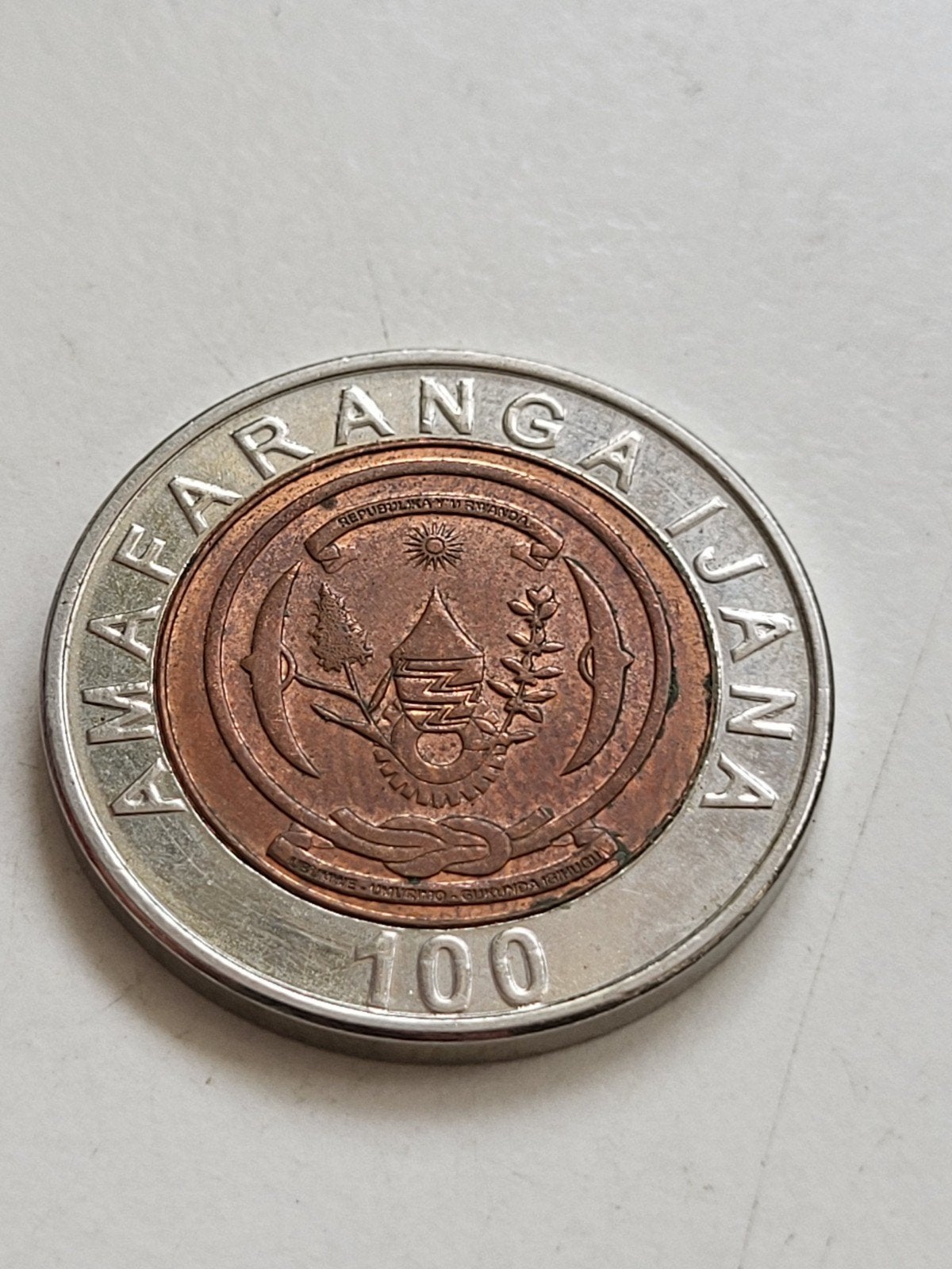 Rwanda 100 Frank 2007 Bimetalen Munt, Ophalen of Verzenden, Losse munt