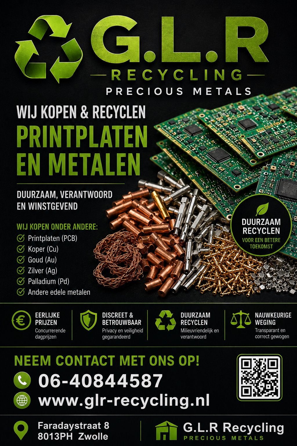G.L.R Recycling precious metals Inkoop printplaten metalen, Ophalen of Verzenden, Zo goed als nieuw, Internet of Webdesign