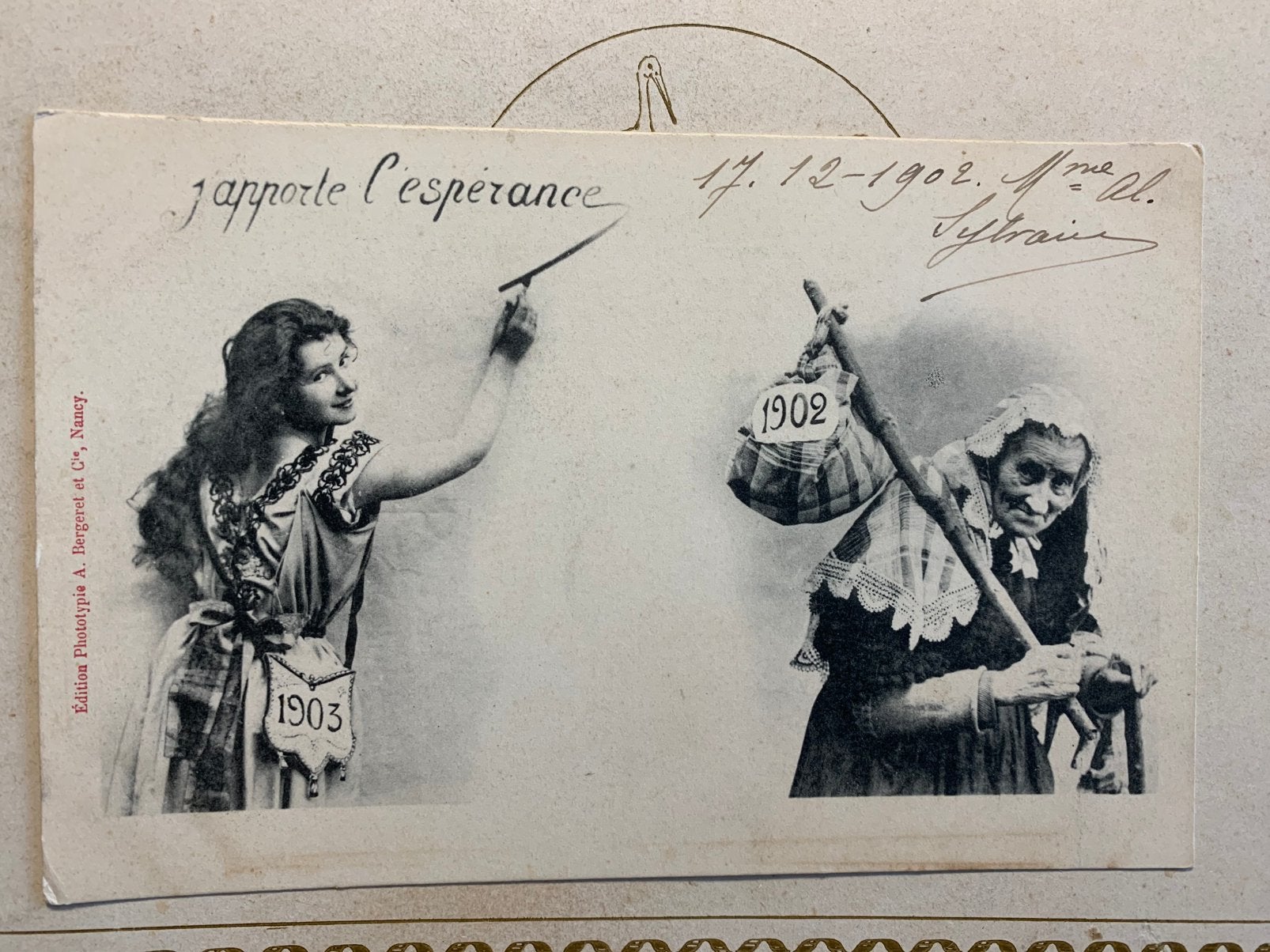 17-12-1904 J’apporte l’espérance - dame lang haar (VJ), Verzamelen, Ophalen of Verzenden, Voor 1920, Gelopen, Feest(dag)