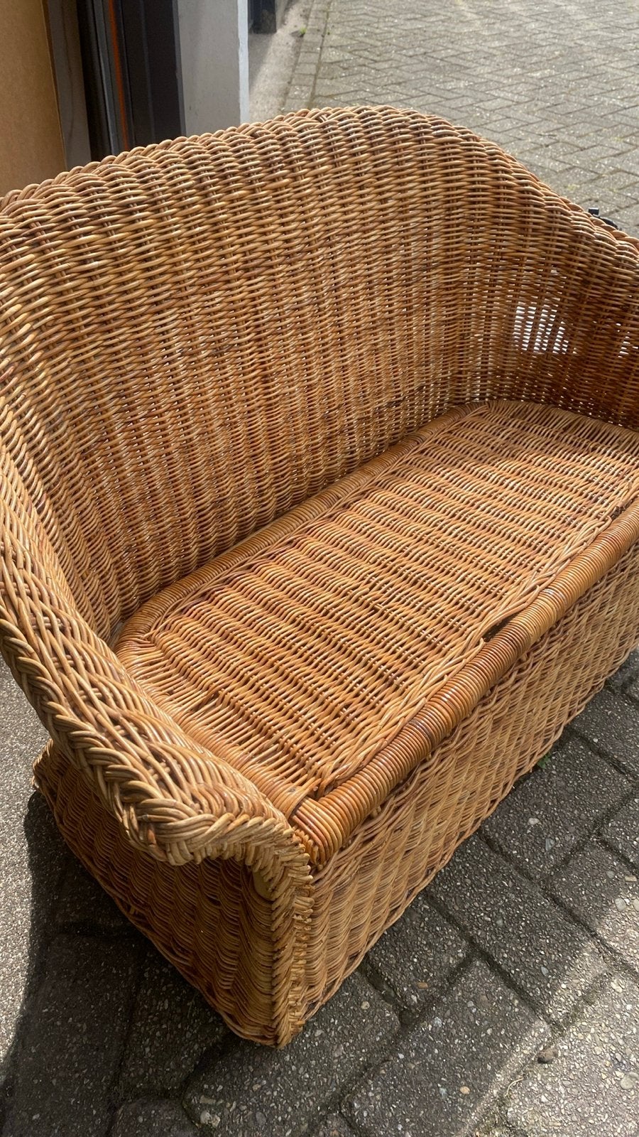 Rotan bankje - 90x50x68 cm, Huis en Inrichting, Banken | Sofa's en Chaises Longues, Gebruikt, Minder dan 75 cm, Tweepersoons, Riet of Rotan