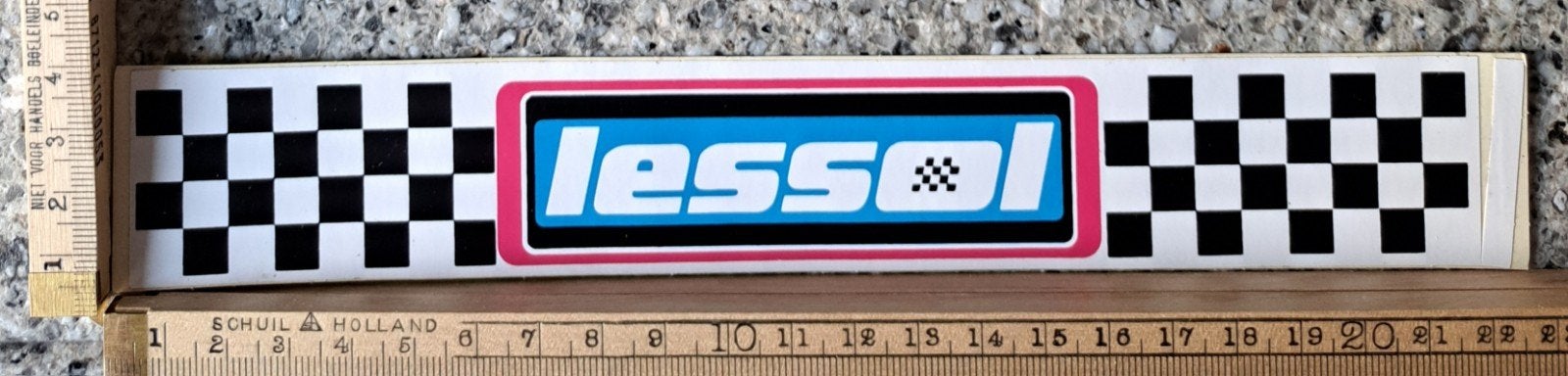 Vintage sticker Lessol Finish vlag checkered flag autosport, Ophalen of Verzenden, Zo goed als nieuw, Auto of Motor