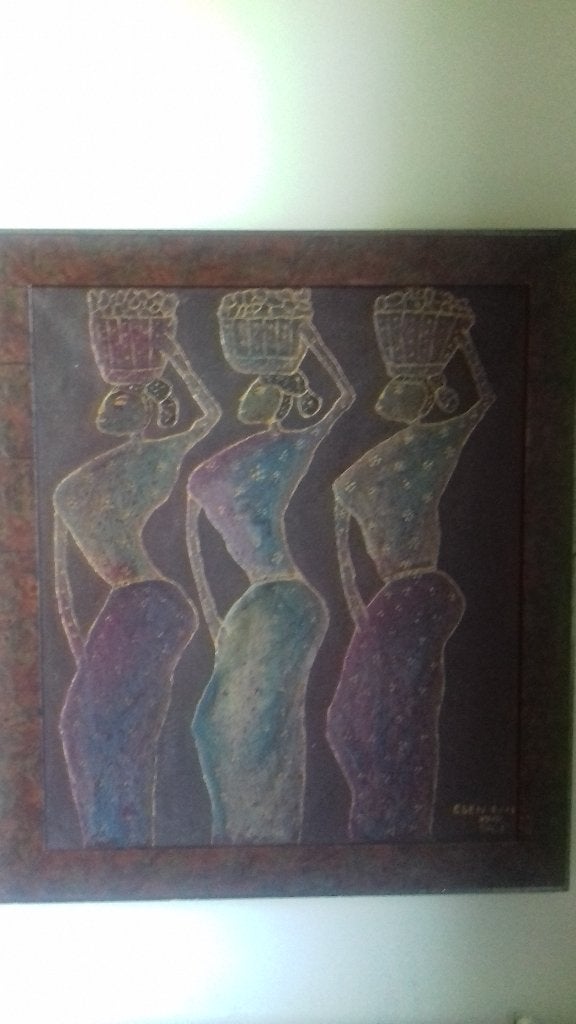schilderij uit Bali, Antiek en Kunst, Kunst | Niet-Westerse kunst, Ophalen, Schilderij, 82 cm, Handgemaakt