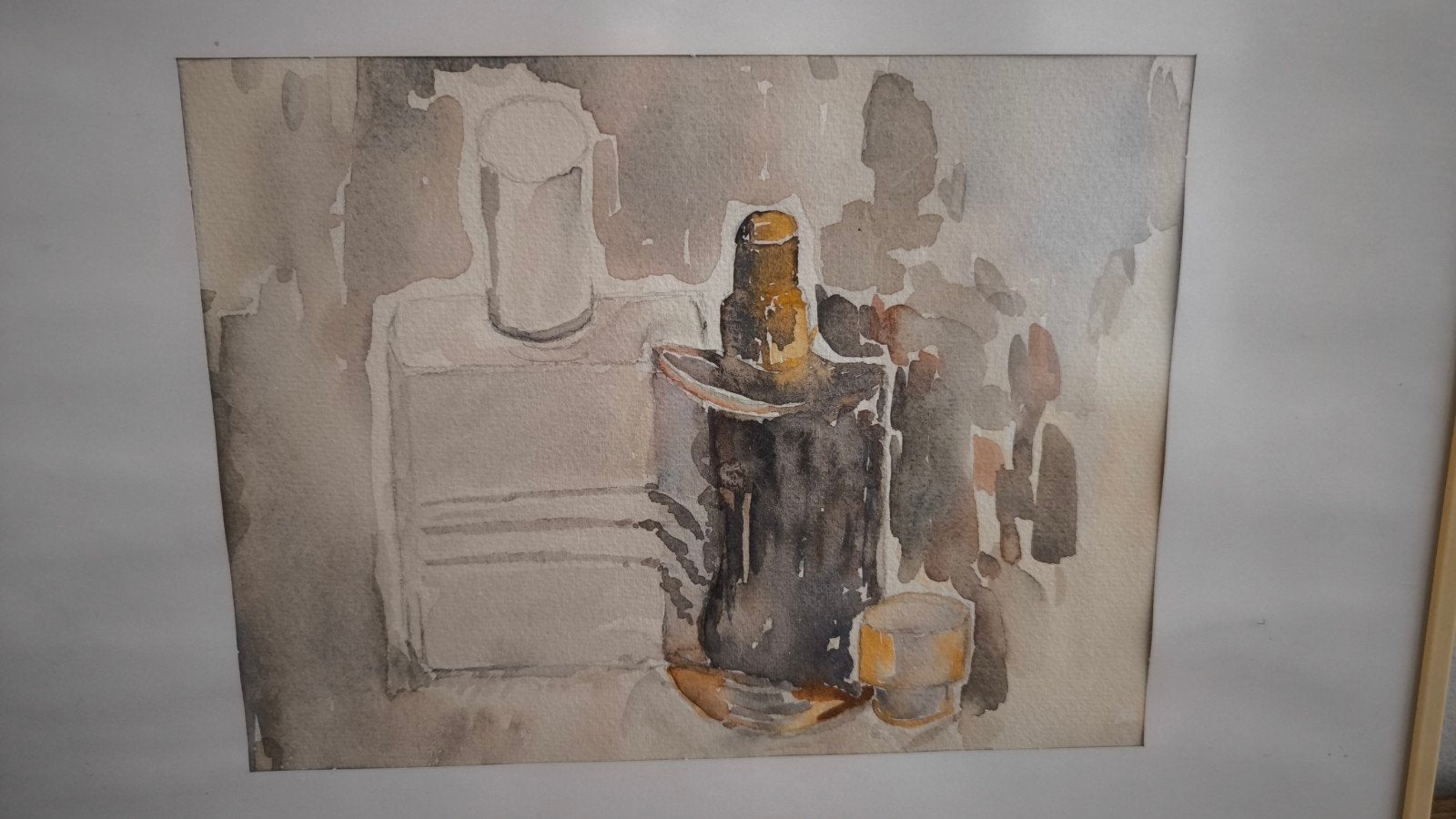 Schilderij 40 x 30 cm aquarel art parfum flessen omlijsting, Ophalen of Verzenden