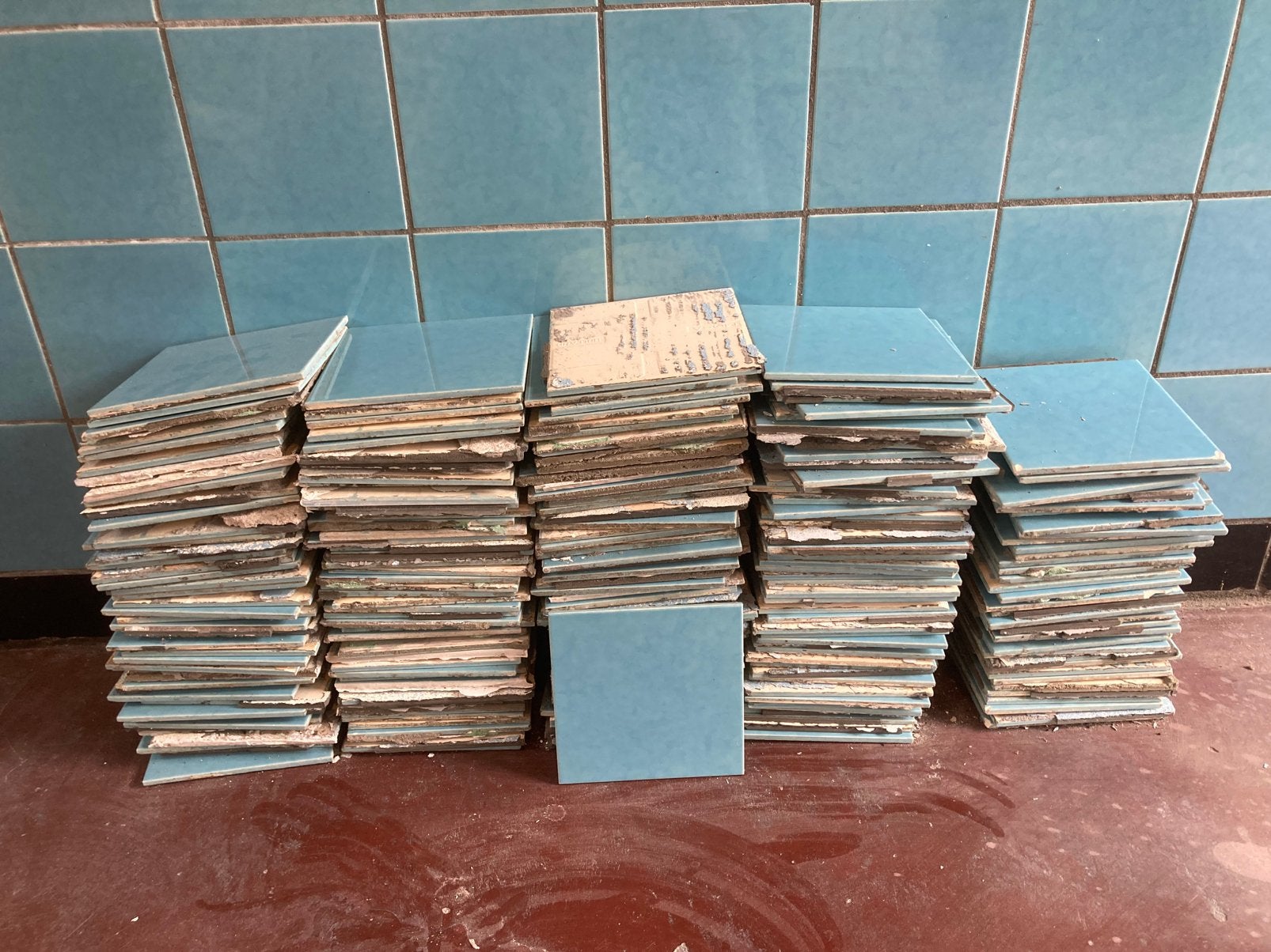 GRATIS Acqua blauwe Mosa tegels 15x15, Ophalen, Gebruikt, Minder dan 20 cm, Minder dan 20 cm