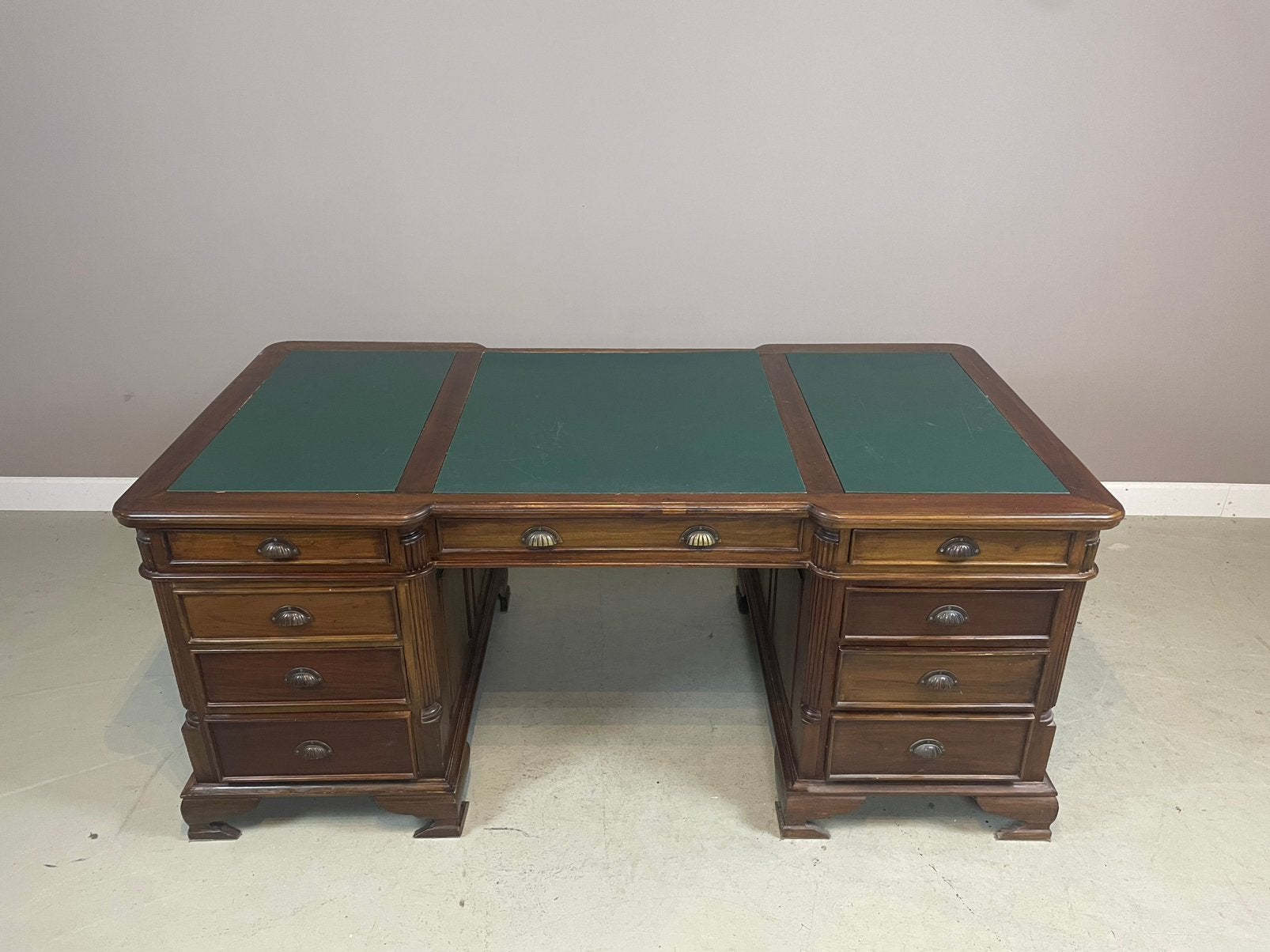 Origineel klassiek Engels Chesterfield partnerdesk vintage, Klassiek, Ophalen, Gebruikt
